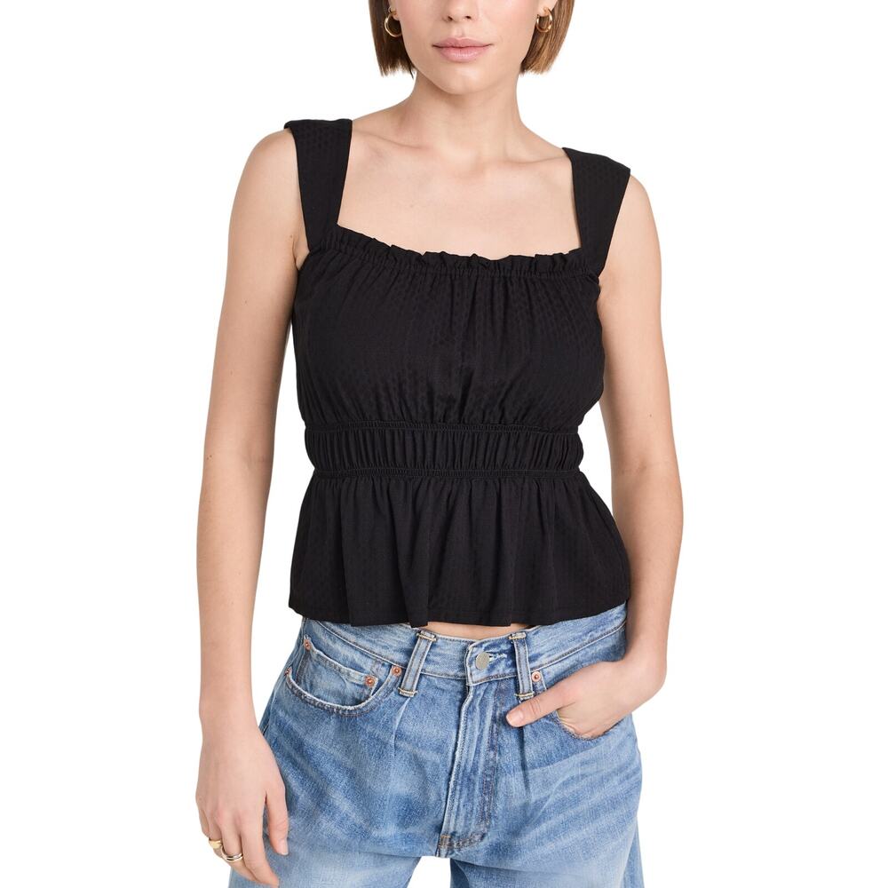 Paige Smocked Black Laureth Top Size XL